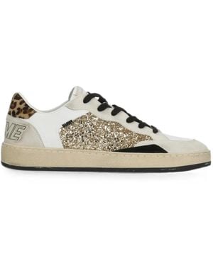 Crime London Glitter-Panel Leopard-Print Trainers - White