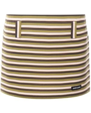Miu Miu Minigonna A Righe - Neutro