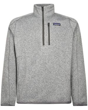 Patagonia Quarter-Zip Logo-Patch Sweater - Gray