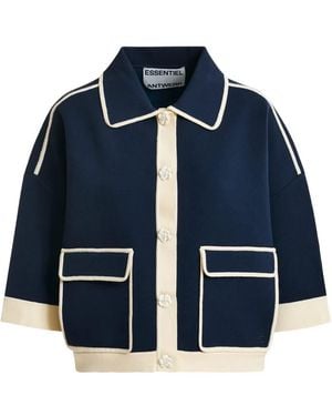 Essentiel Antwerp Contrast-Trim Cardigan - Blue