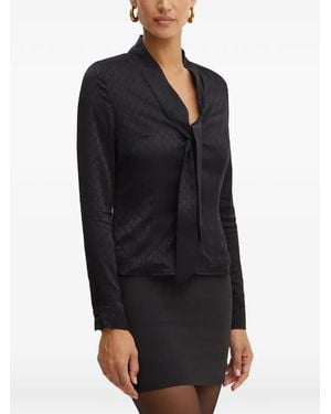 Morgan Pattern Tie Blouse - Black