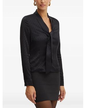 Morgan Pattern Tie Blouse - Black