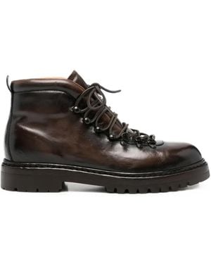 Officine Creative Lace-Up Leather Ankle Boots - Black