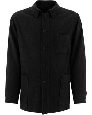 Kaptain Sunshine Button-Down Patch-Pocket Coat - Black