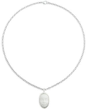 POISONED HEARTS Face Pendant Chain Necklace - White