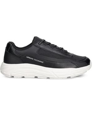 ARMANI EXCHANGE Logo-Print Panelled Trainers - Black