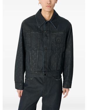 Marine Serre Veste En Jean Moon À Effet Ciré - Noir