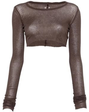 Rick Owens Long-Sleeve Crop Top - Brown
