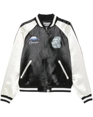A Bathing Ape Embroidered Bape Souvenir Jacket - Black
