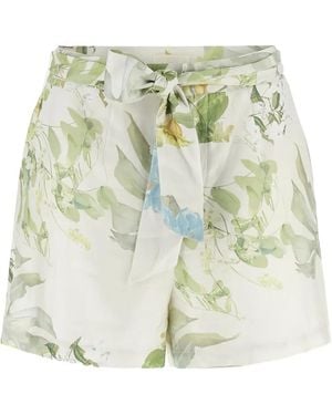 Guess Floral-Print Belted Shorts - White