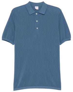 Aspesi Garment-Dyed Pique-Stitch Polo - Blue
