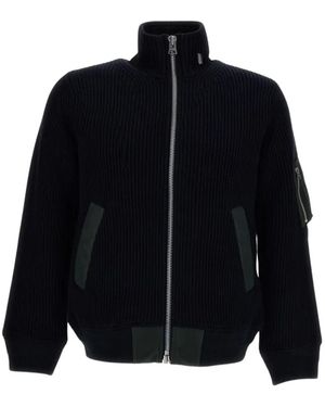 Sacai Gerippter Cardigan - Blau