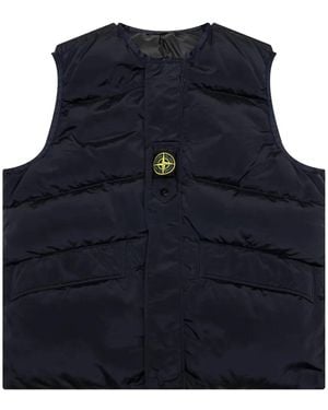 Stone Island Logo Patch Reversible Puffer Gilet - Blue