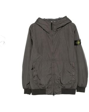 Stone Island 4100013 Hooded Zip-Front Jacket - Gray