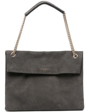 Orciani Logo-Plaque Foldover Shoulder Bag - Black