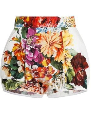 Dolce & Gabbana Floral Cotton Poplin Shorts - White