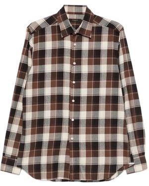 Glanshirt Check-Pattern Shirt - Brown