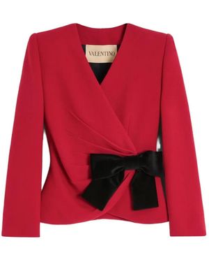 Valentino Garavani Wool Crepe Jacket With Contrasting Bow - Red