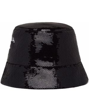 Prada Sequinned Bucked Hat - Black