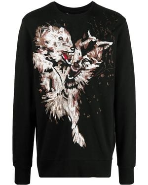 ih nom uh nit Embroidered Side-Zip Sweatshirt - Black