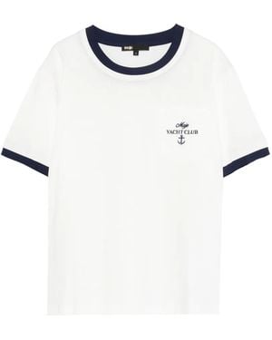 Maje Contrast-Trim Graphic T-Shirt - White