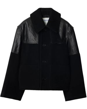 Burberry Panelled Leather-Wool Jacket - Black