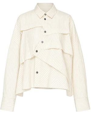 Enfold Striped Tucked Shirt - White