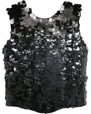 P.A.R.O.S.H. Glass Sequin Embellished Blouse - Black