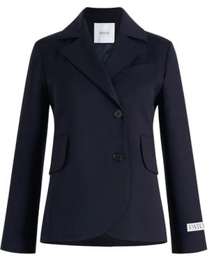 Patou Belted Wool Blazer - Blue