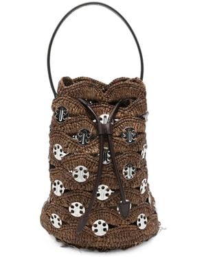 Rabanne Logo-Embossed Bucket Bag - White