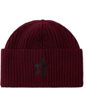 Perfect Moment Knitted-Wool Ribbed Star Beanie - Red
