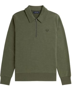 Fred Perry Half-Zip Polo Jumper - Green