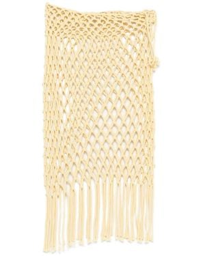 Frankie Shop Tropea Macramé-Knit Fringed Midi Skirt - Natural