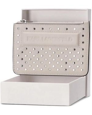 Karl Lagerfeld Stud-Embellished Zipped Wallet - Grey