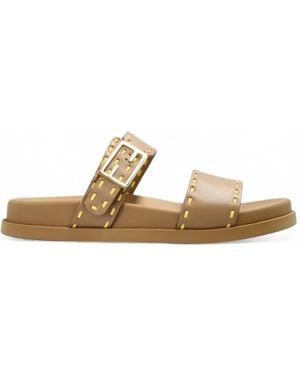Fendi Feel Contrast-Stitch Sandals - Metallic