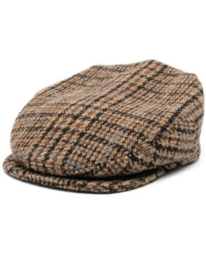 Prada Houndstooth Beret - Brown