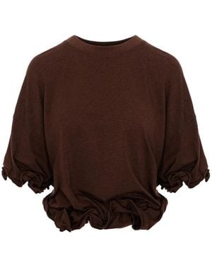 SEEN USERS T-Shirt Twombly Bloom Con Ruches - Marrone