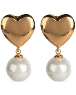 Bounkit Perlen-Hängeohrringe Mit Herzform - Weiß