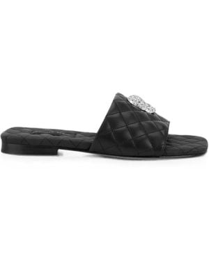 Philipp Plein Sandales Matelassées Nappa À Ornements En Cristal - Black