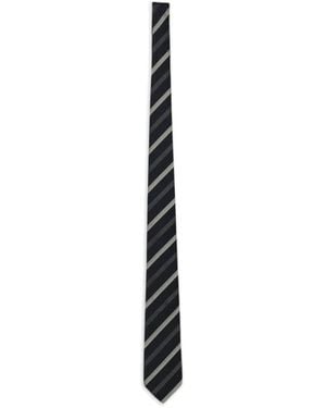 Emporio Armani Jacquard-Stripe Silk Tie - White