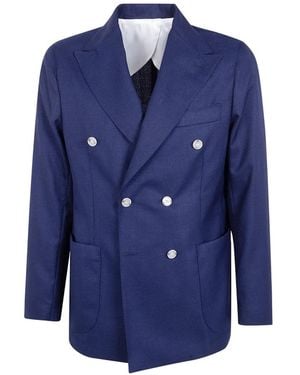 Barba Napoli Blazer En Laine À Boutonnière Croisée - Blue