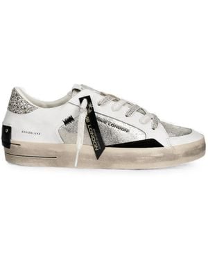 Crime London Sk8 Deluxe Glitter-Detail Trainers - White