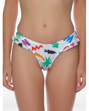 Moschino Graphic-Print Ruffled Bikini Bottoms - Blue