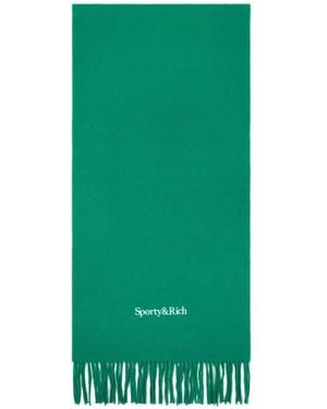 Sporty & Rich Bufanda Con Flecos Y Logo - Verde