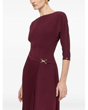 Nissa Pleat-Detail Midi Dress - Purple