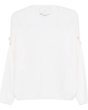 Vanisé Pearl V-Neck Knitwear - White