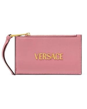Versace Tag Nappa Card Holder - Pink