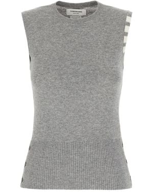 Thom Browne Top Con Dettaglio A 4 Righe - Grigio