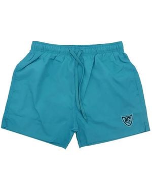 HTC Logo-Patch Drawstring Swim Shorts - Blue