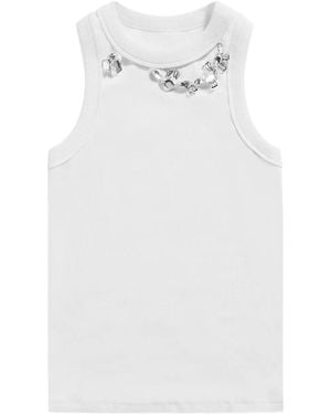 Area Crystal-Embellished Ribbed Tank Top - White